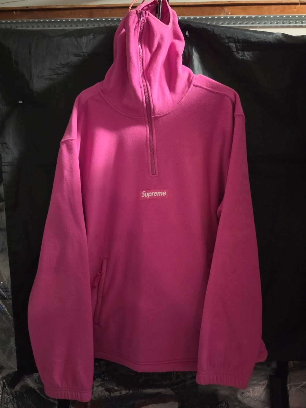 Supreme Pink Fleece Pullover with Box Logo - Picture 2 of 9